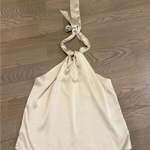 Silky Halter Neck Tank Top in Champagne